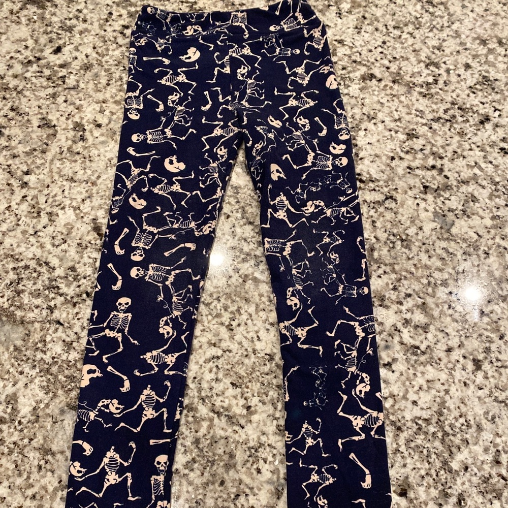 Lularoe kids leggings halloween blue skeletons L/X
